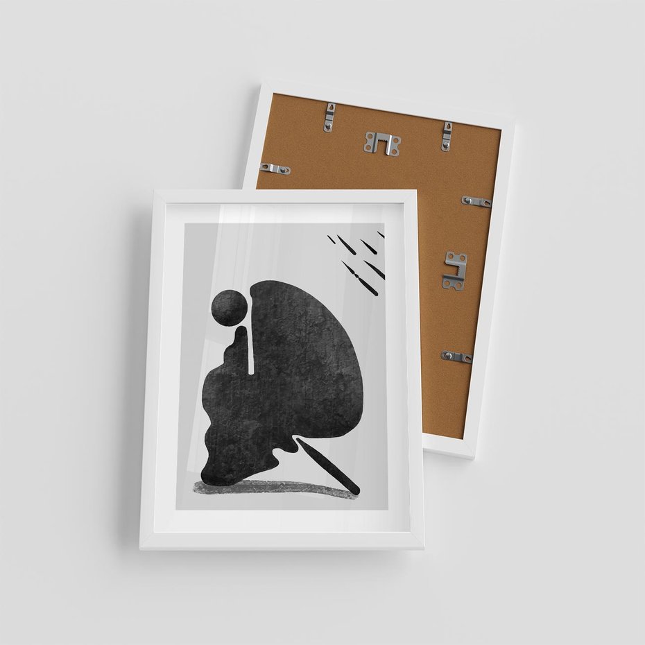 Plakat w ramie 30x40 - Abstrakcyjna Japońska Sztuka - abstrakcja, sztuka japońska - rama biała