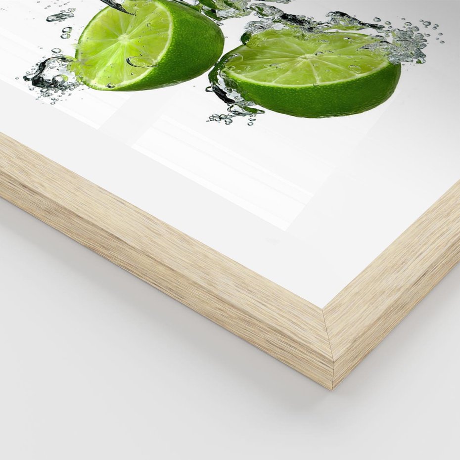 Plakat w ramie 40x50 - Kwaskowata moc limonki i cytryny - limonka, cytryna - rama drewno