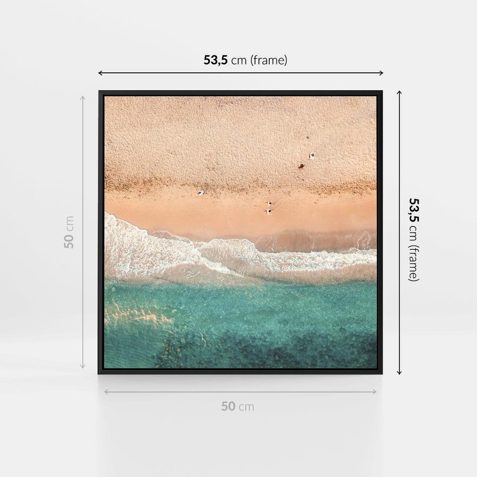 Obraz w ramie 50x50 - Oczy turkusu - fotografia, plaża - rama czarna