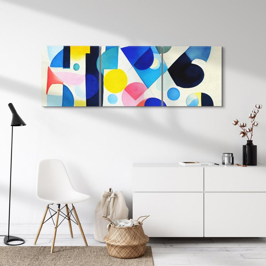 Obraz na płótnie 90x30 - Księga Akwarelowych Przeniknięć - abstrakcyjny obraz, różne kolorowe kształty