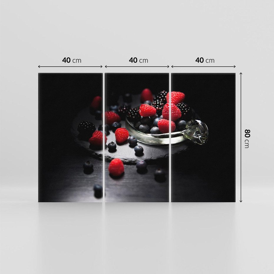 Obraz na płótnie 120x80 - Soczyste Owocowe Zestawienie Malin i Borówek - owoce, maliny
