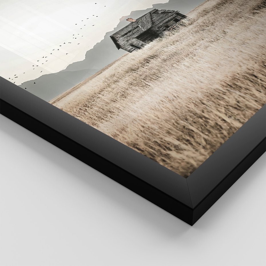 Zestaw obrazy w ramie 50x70 galeria - Rustykalne, pejzaże, góry, chatka - rama czarna