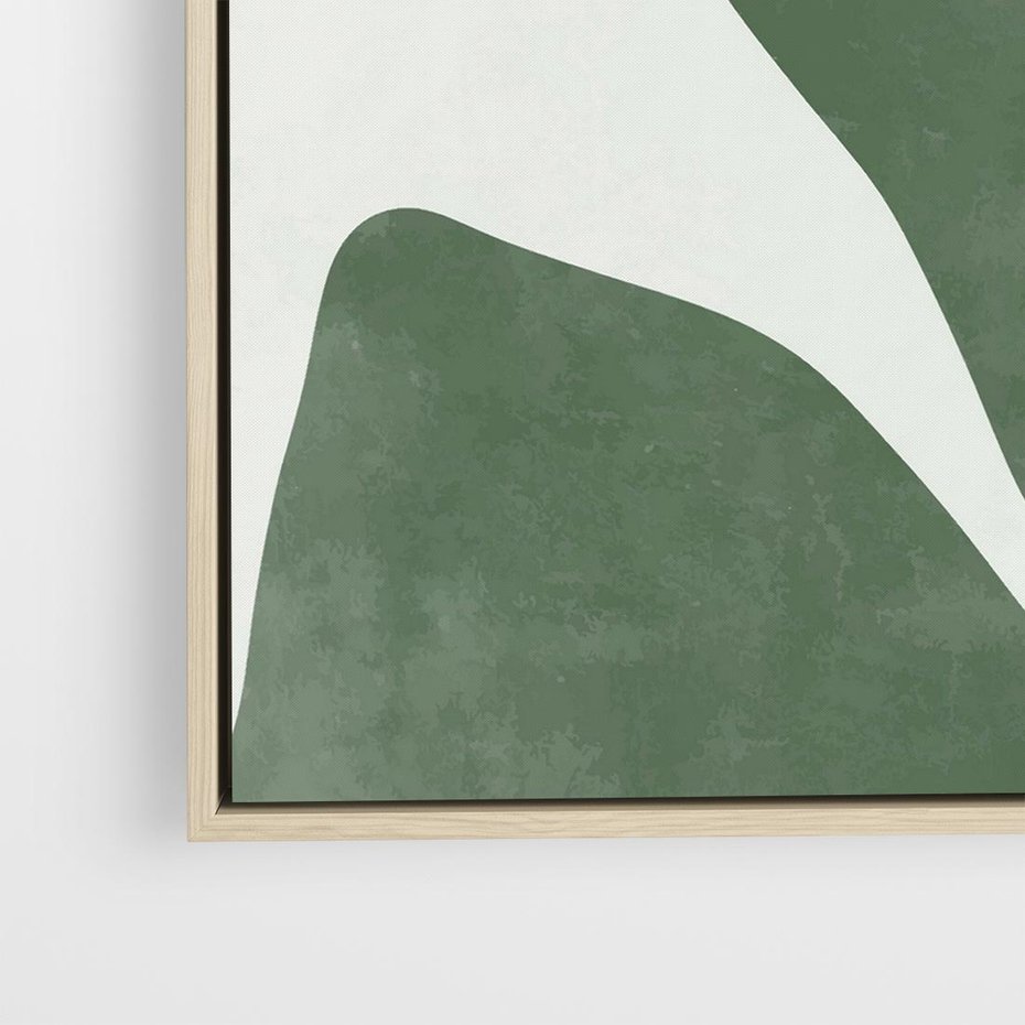 Obraz w ramie 80x80 - Oaza Harmonii - abstrakcyjny kształt, zielony plakat - rama drewno