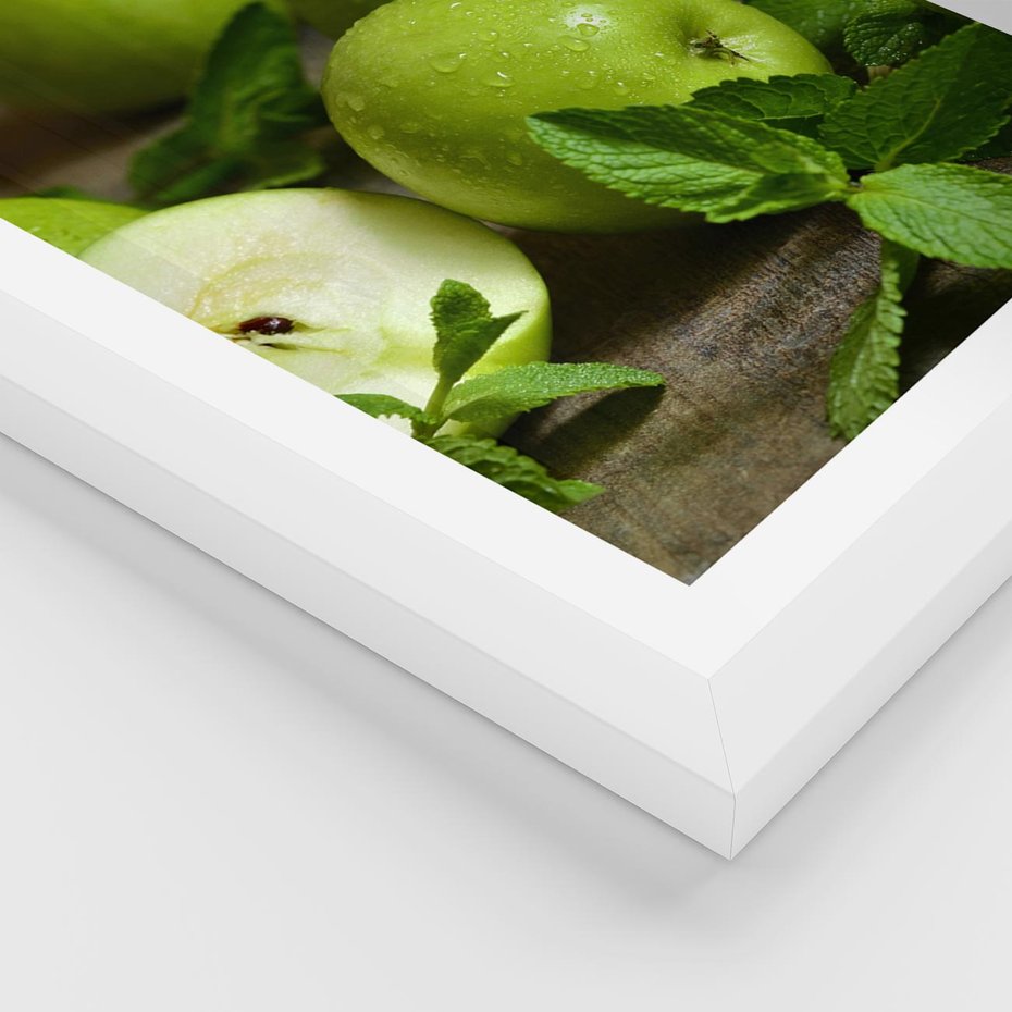 Plakat w ramie 30x40 - Jabłkowa kolorystyka - jabłka, owoce - rama biała