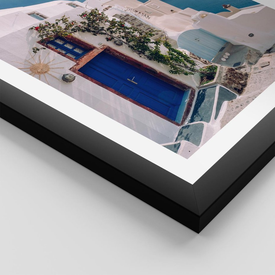 Plakat w ramie 50x70 - Urok Greckiej Wyspy - Santorini, Grecja - rama czarna