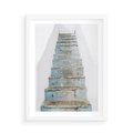 Plakat w ramie 50x70 - Niebieskie Schody Santorini - stare kamienne schody, niebieskie schody - rama biała