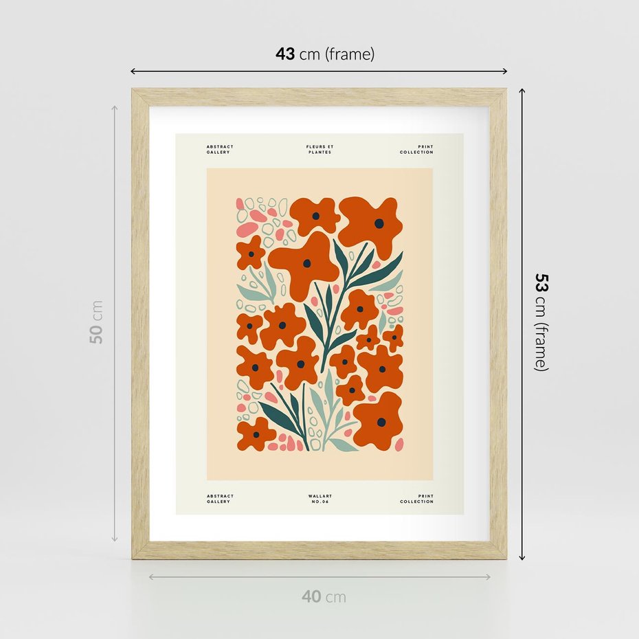 Plakat w ramie 40x50 - Refleksje Kolorowych Tajemnic - kwiaty, kompozycja - rama drewno