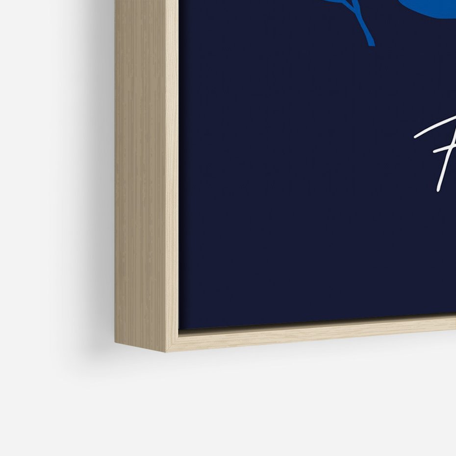 Obraz w ramie 50x70 - Podróżne Barwy - czerwone abstrakcyjne kwiaty, granatowe tło - rama drewno