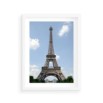 Plakat w ramie 30x40 - Paryż z wieżą Eiffla - Eiffla, Paryż - rama biała