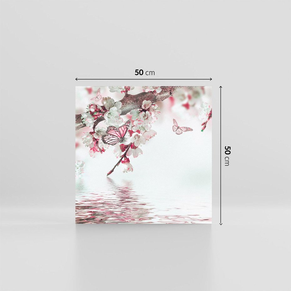 Obraz na płótnie 50x50 - Kwiatowa baśń z motylami - kwiaty, motyle