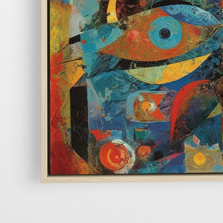 Obraz w ramie 70x100 - Migotliwe Przesunięcia Konturów - abstrakcyjny obraz, sztuka abstrakcji - rama drewno