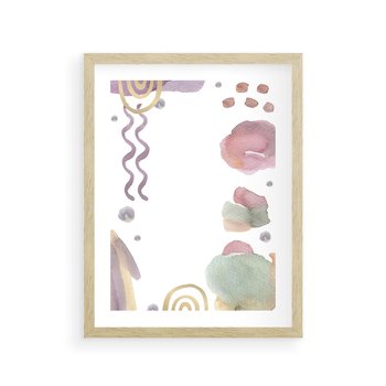 Plakat w ramie 50x70 - Pastelowe Wnętrza Emocji - abstrakcyjny palakt, akwarelowe plamy - rama drewno