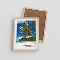 Plakat w ramie 30x40 - Oaza palm na plaży - palma, plaża - rama drewno