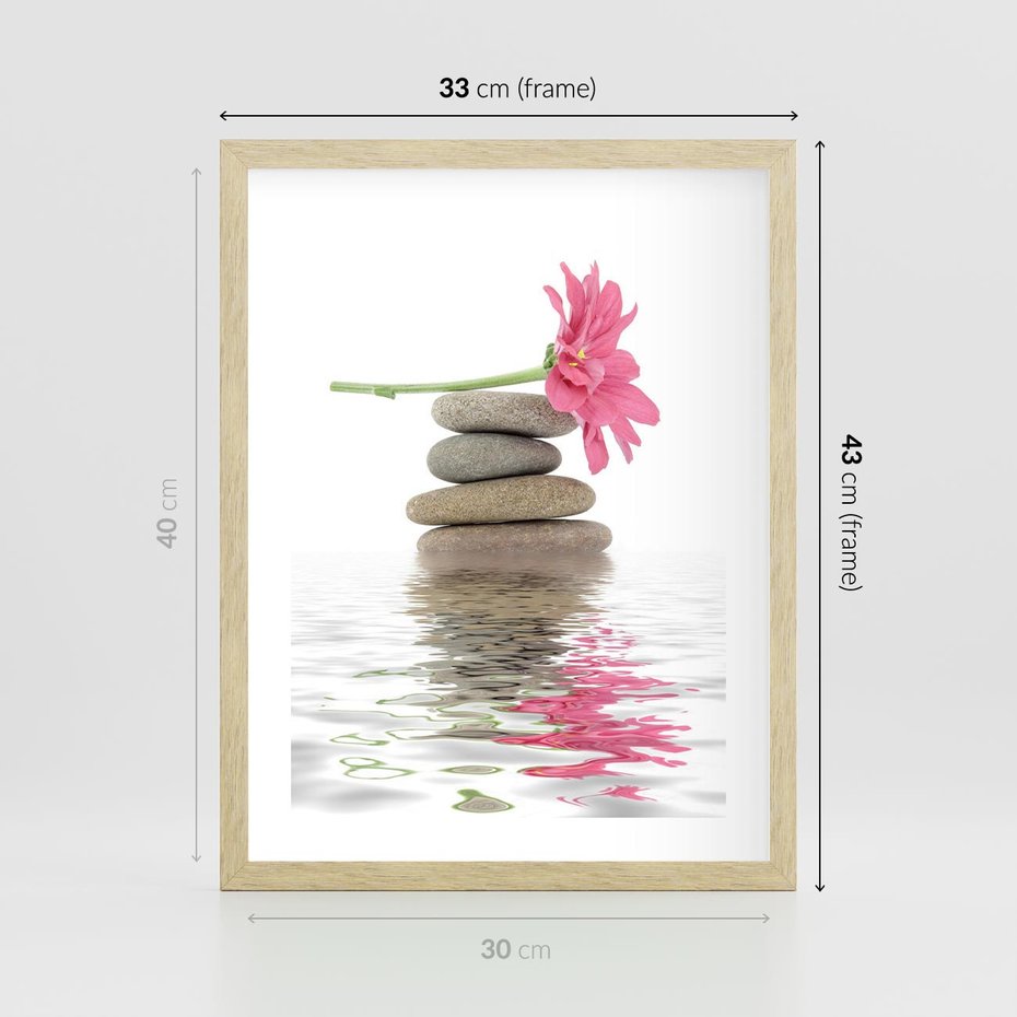 Plakat w ramie 30x40 - Kwiatowe japońskie spa - japońskie, spa - rama drewno
