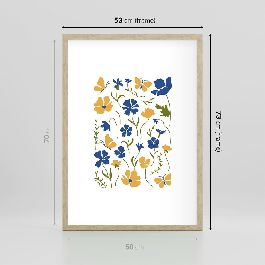 Plakat w ramie 50x70 - Odgłosy Wizji - kwiaty, sztuka nowoczesna - rama drewno