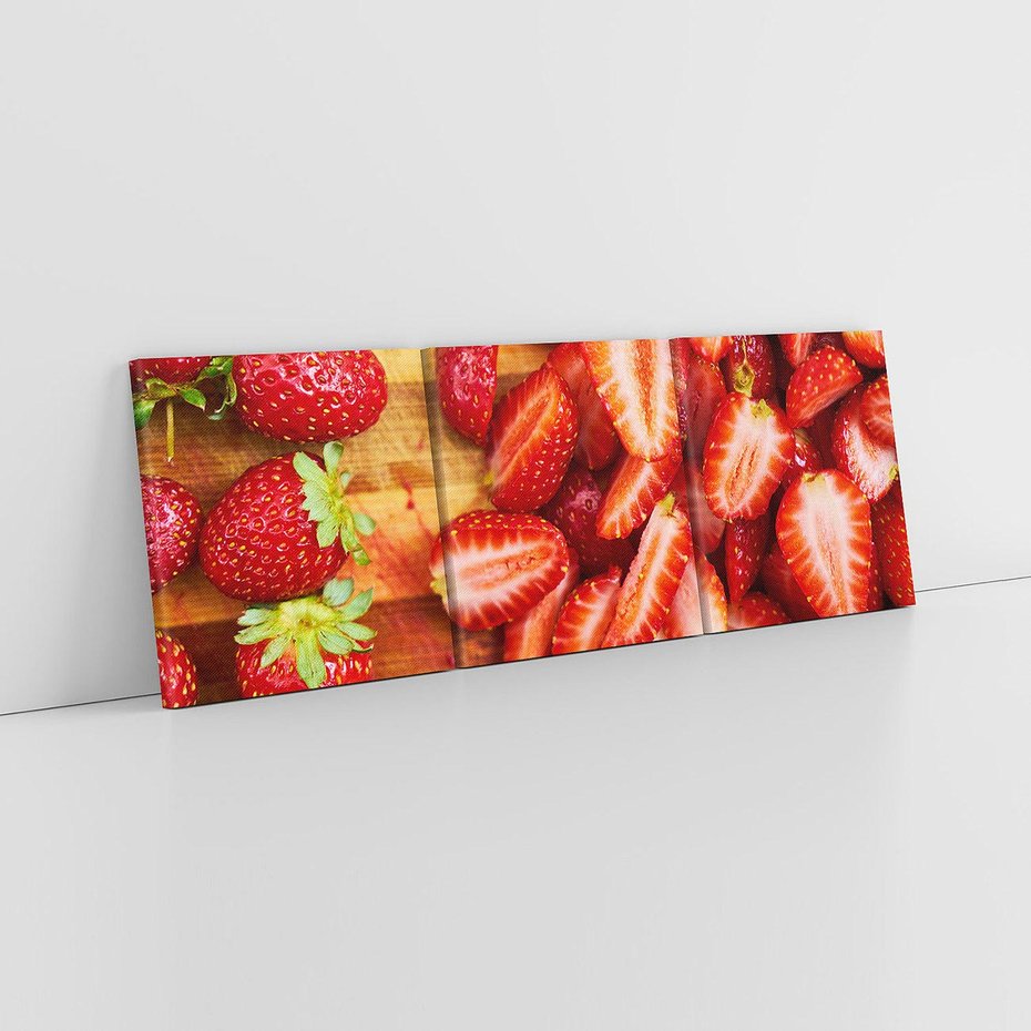 Obraz na płótnie 120x40 - Truskawki - Smak Lata w Owocowym Ogrodzie - truskawki, owoce