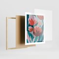 Plakat w ramie 40x50 - Symfonia Kwiatów - abstrakcyjna kompozycja kwiatowych form, kolor zgaszone - rama drewno