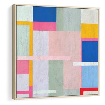 Obraz w ramie 50x50 - Rozbijające Granice Wyobraźni - abstrakcyjne geometryczne kształty, olejny obraz - rama drewno