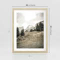 Plakat w ramie 40x50 - Krajobraz Sepii: Domek w Górach - domek w górach, góry - rama drewno