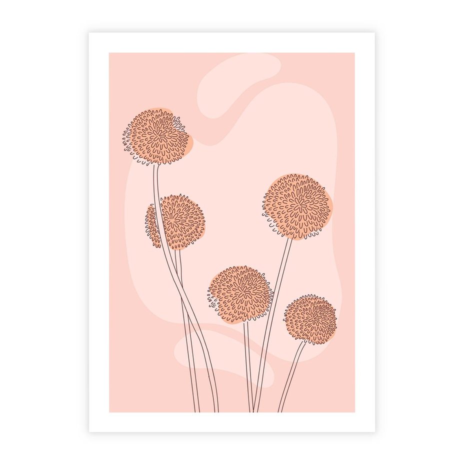 Plakat bez ramy 30x40 - Rozkwitające Emocje - minimalistyczny plakat, pudrowe kwiaty