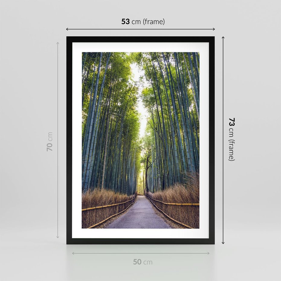 Plakat w ramie 50x70 - Urokliwa dróżka w lesie - las, dróżka - rama czarna