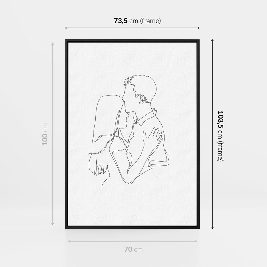 Obraz w ramie 70x100 - Bezgraniczne Przenikanie - para zakochanych, kobieta i mężczyzna - rama czarna