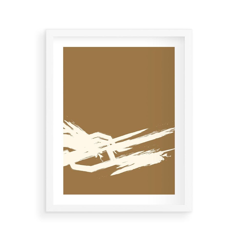 Plakat w ramie 40x50 - Taniec Energii - abstrakcyjne kreski, maźnięcia - rama biała