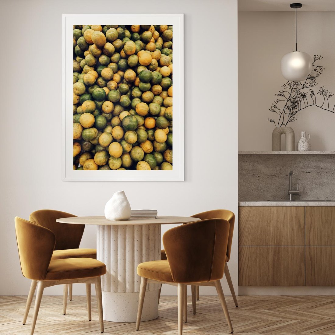 Plakat w ramie 50x70 - Świeżość Cytrusów - cytryny, limonki - rama biała