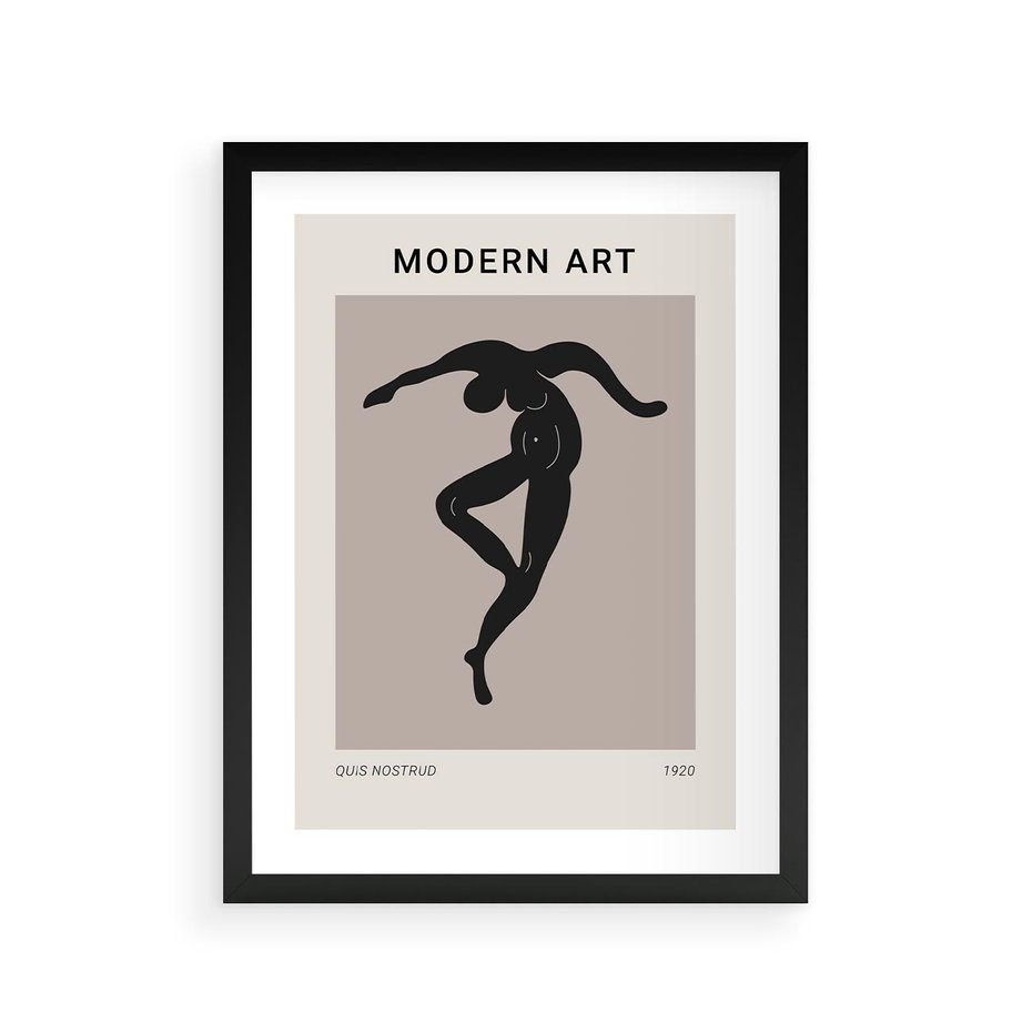 Plakat w ramie 30x40 - Modernistyczna Wizja - plakat modern, czarna postać - rama czarna