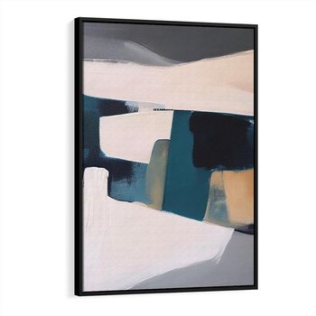 Obraz w ramie 50x70 - Turkusowe Maźnięcia - obraz, abstrakcja - rama czarna