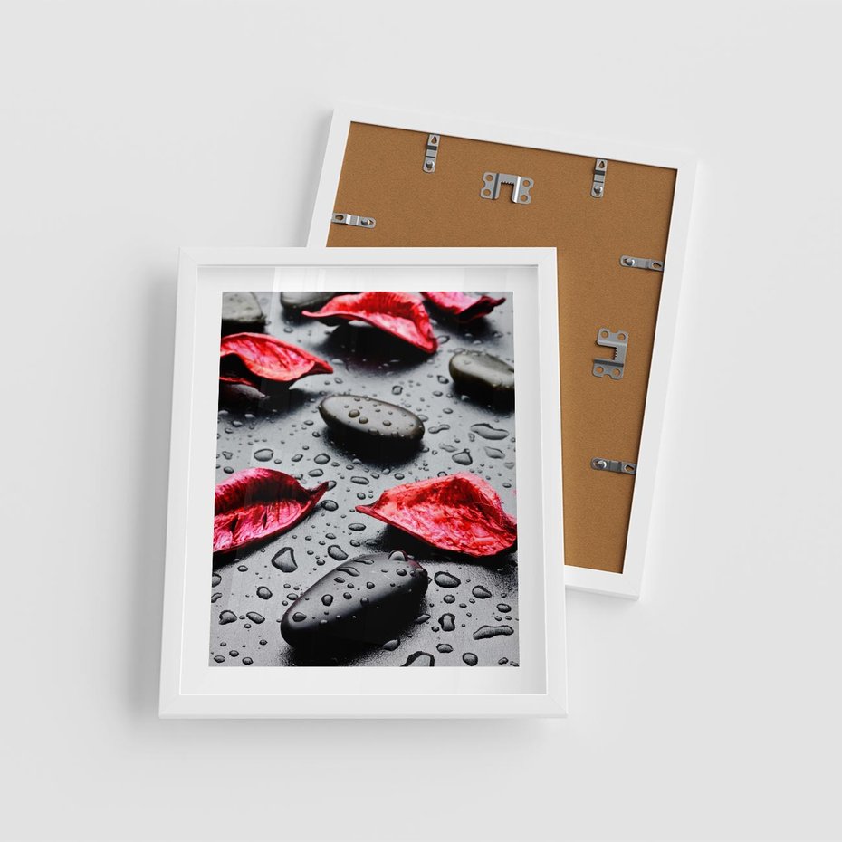 Plakat w ramie 40x50 - Spa wśród Natury - spa, kamienie - rama biała