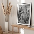 Plakat bez ramy 21x30 - Nadmorska Uliczka - czarno białe zdjecie, uliczka w nadmorskim mieście