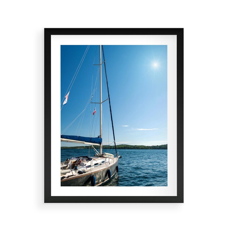 Plakat w ramie 40x50 - Wolność na Horyzoncie - żaglowiec, morze - rama czarna