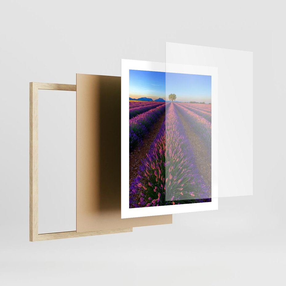 Plakat w ramie 40x50 - Fioletowa Magia - pole, lawendy - rama drewno