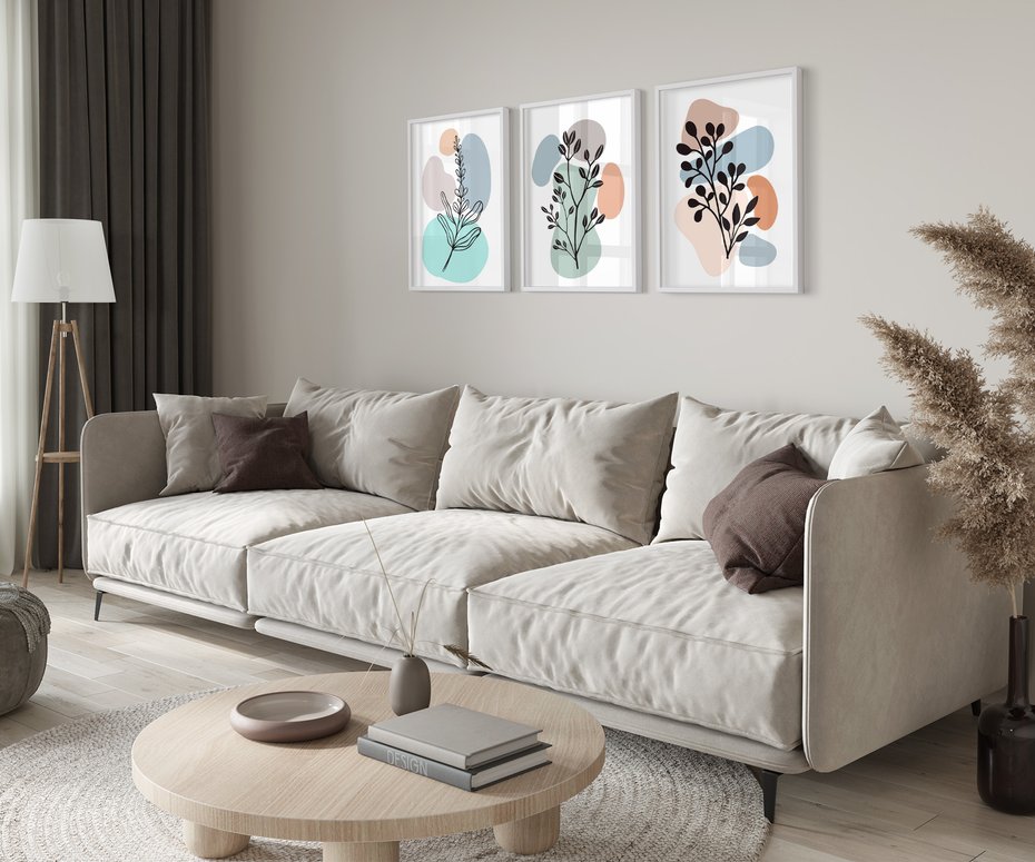 Zestaw obrazy w ramie 40x50 galeria - Rosliny, graficzne, minimalizm - rama biała