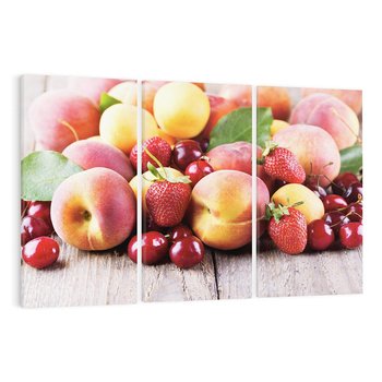 Obraz na płótnie 120x80 - brzoskwinie i wiśnie - owoce, brzoskwinie