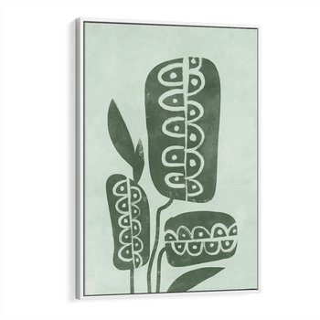 Obraz w ramie 80x120 - Nurtująca Zieleń - abstrakcyjny zielony motyw, skandynawski design - rama biała