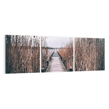 Obraz na płótnie 120x40 - Mglisty krajobraz - pomost, morze