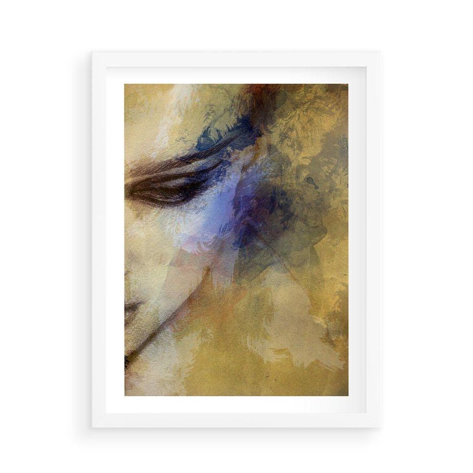 Plakat w ramie 50x70 - Graficzna ekspresja kobiecego portretu - portret, grafika - rama biała