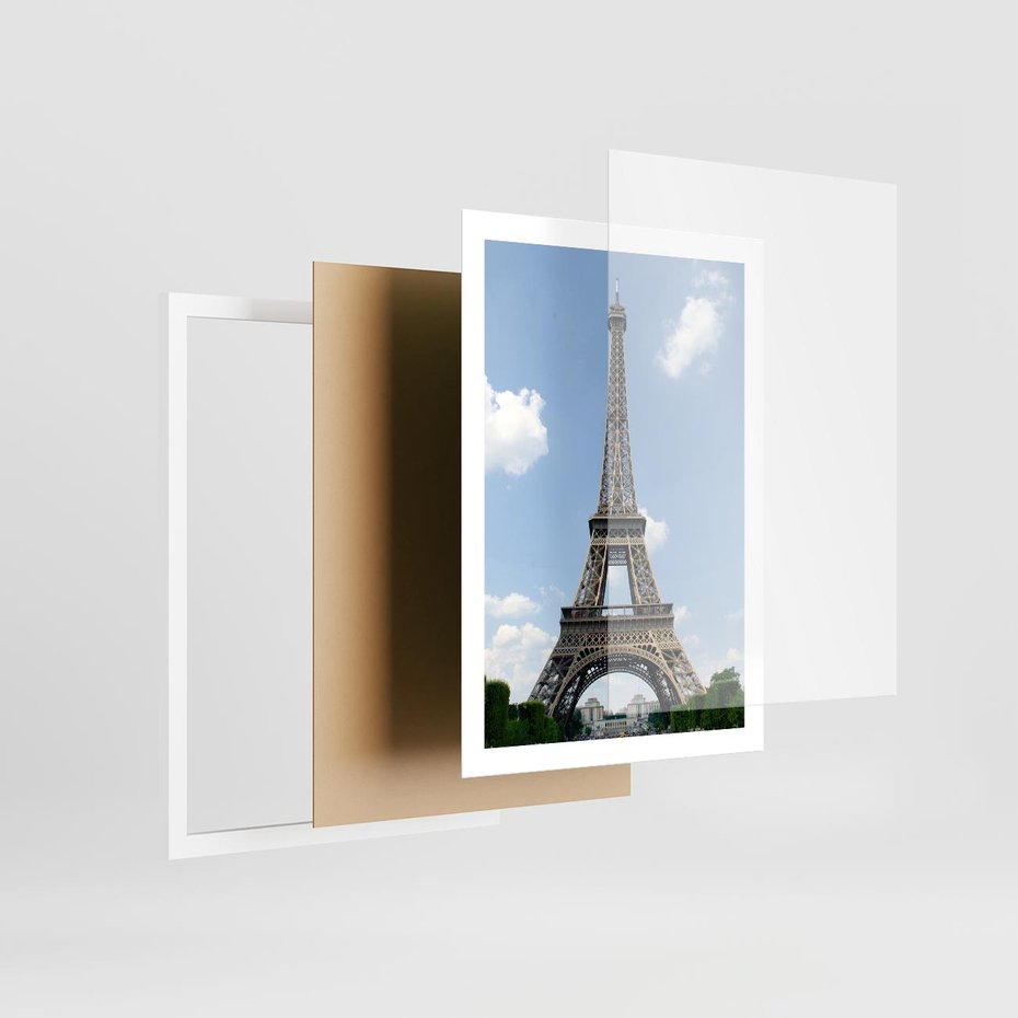 Plakat w ramie 50x70 - Paryż z wieżą Eiffla - Eiffla, Paryż - rama biała