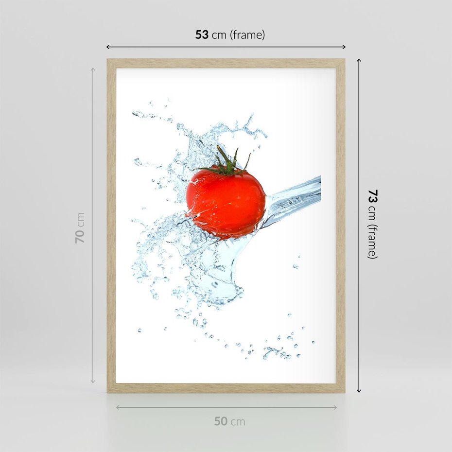 Plakat w ramie 50x70 - Apetyczna KuchniaNowoczesna Ekspresja - pomidor, jedzenie - rama drewno