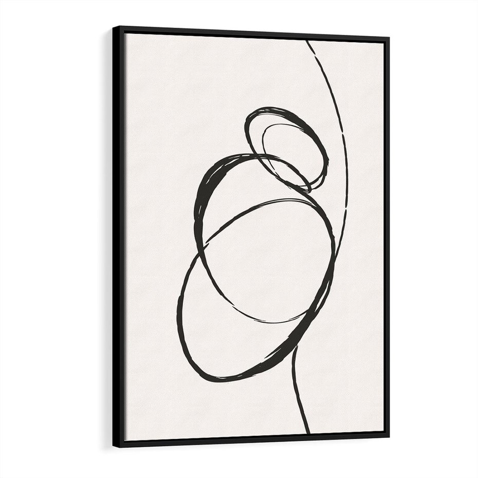 Obraz w ramie 70x100 - Modernistyczne Refleksje - abstrakcyjne szkicowane linie, minimalizm - rama czarna