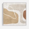 Obraz w ramie 50x50 - Beżowa Harmonia - abstrakcyjne, nieregularne plamy - rama biała