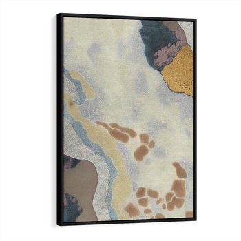 Obraz w ramie 50x70 - Melancholijne oddechy pędzla - abstrakcyjne formy, zgaszone kolory - rama czarna