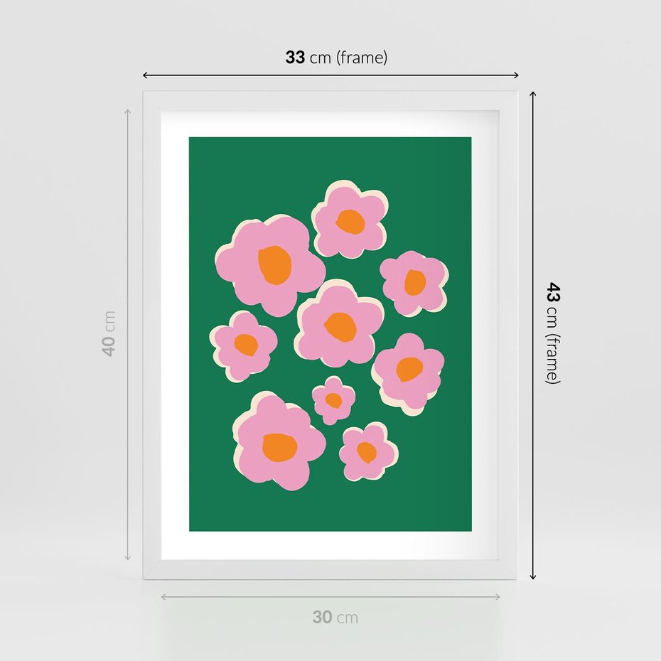 Plakat w ramie 30x40 - Przenikające Refleksje - abstrakcyjny plakat, boho styl - rama biała