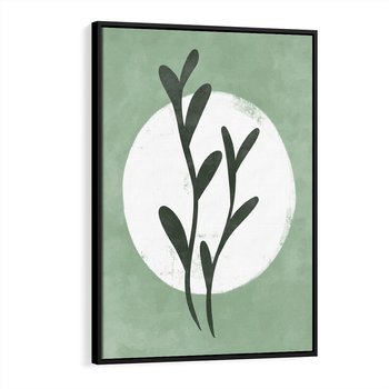Obraz w ramie 50x70 - Kształty Zielonego Ukojenia - zielony plakat, roślinne motywy - rama czarna