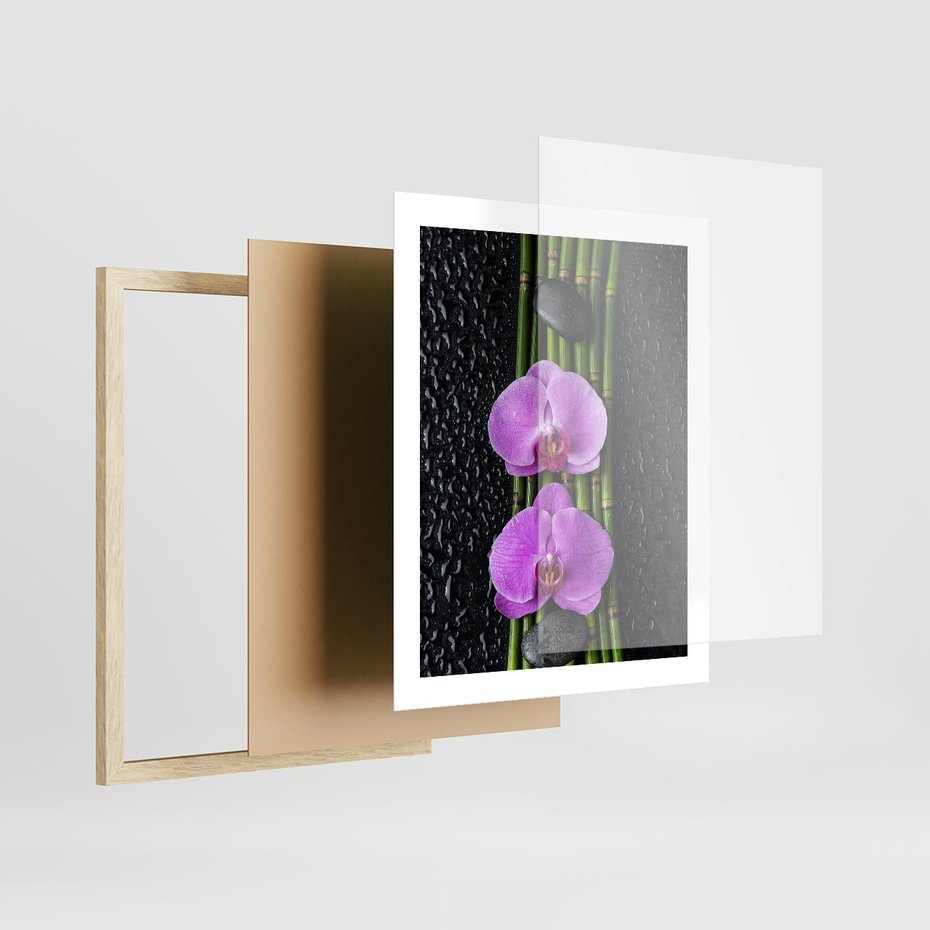 Plakat w ramie 40x50 - Japońskie Spa w Otoczeniu Storczyków - storczyk, spa - rama drewno