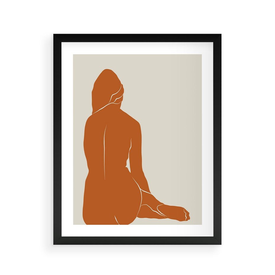 Plakat w ramie 40x50 - Kobieca Sylwetka w Stylu Modernistycznym - modernistyczny pakat, kobieca sylwetka - rama czarna