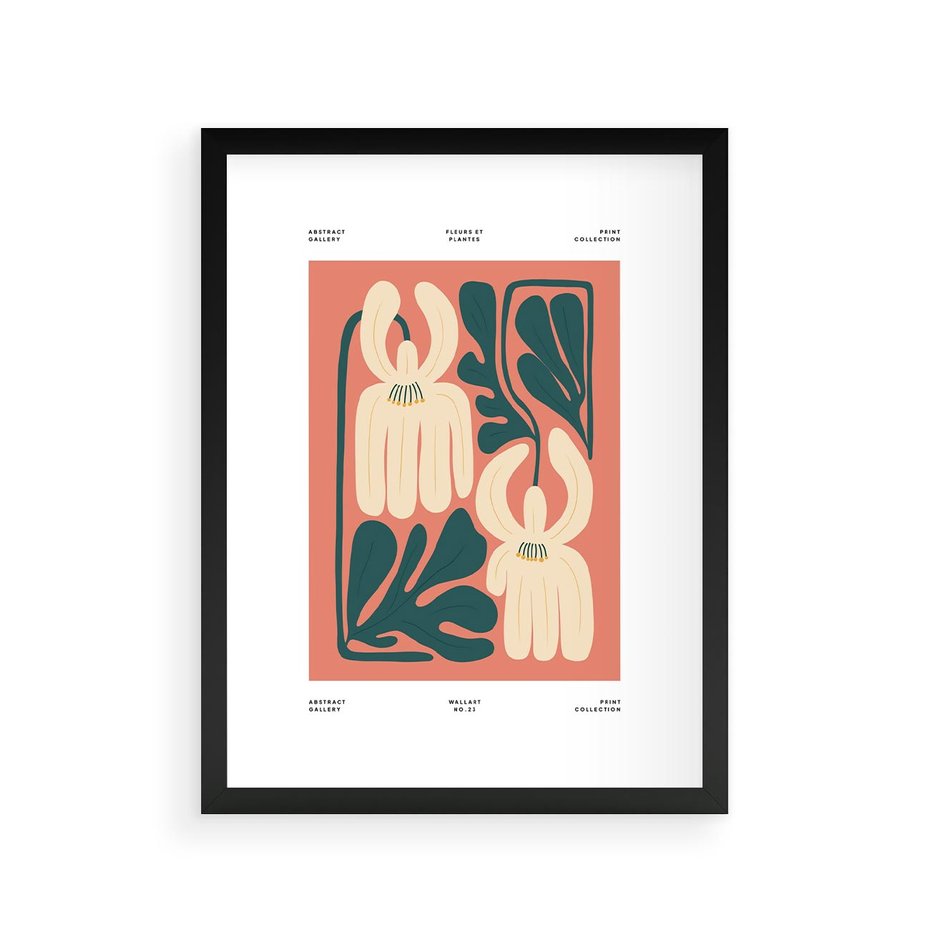 Plakat w ramie 30x40 - Migotliwe Echa - kwiaty, nowoczesna abstrakcja - rama czarna