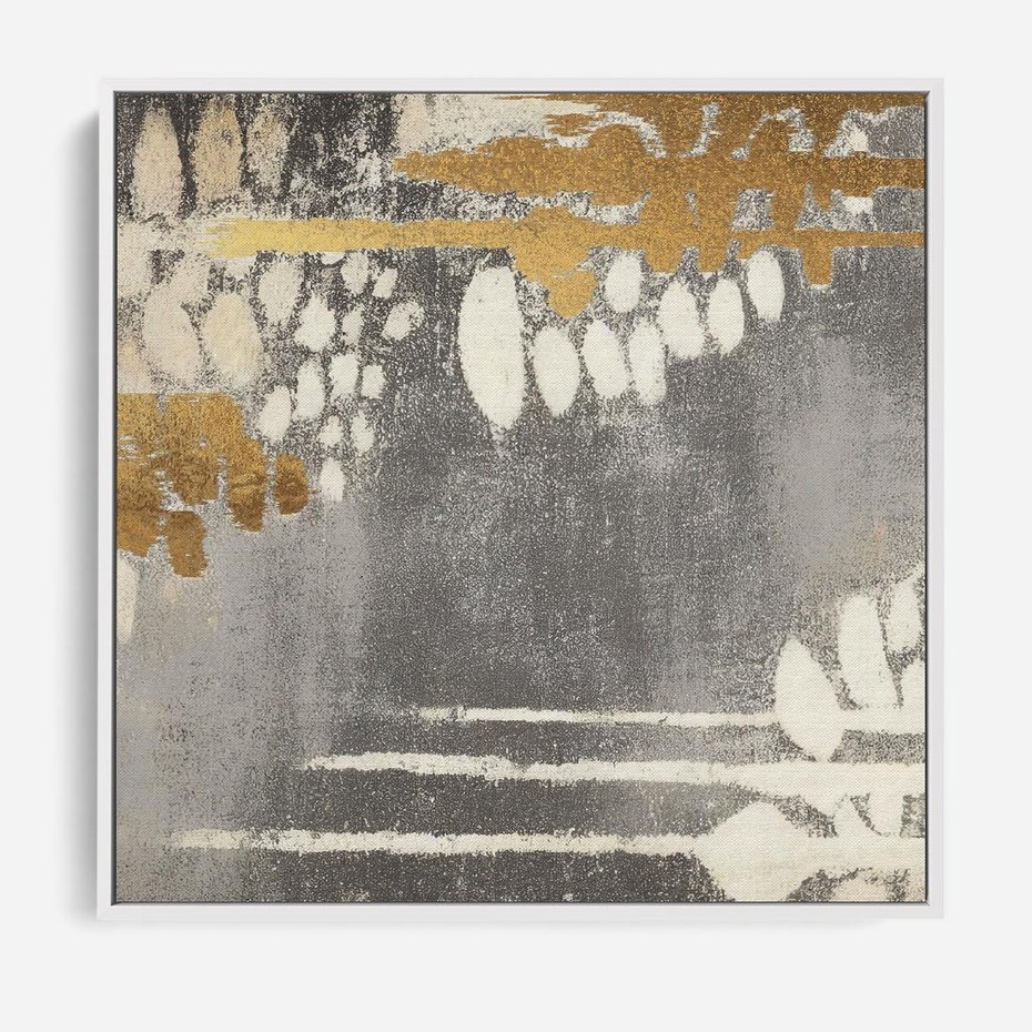 Obraz w ramie 80x80 - Malowane impresje zmysłów - abstrakcyjne plamy, linie - rama biała